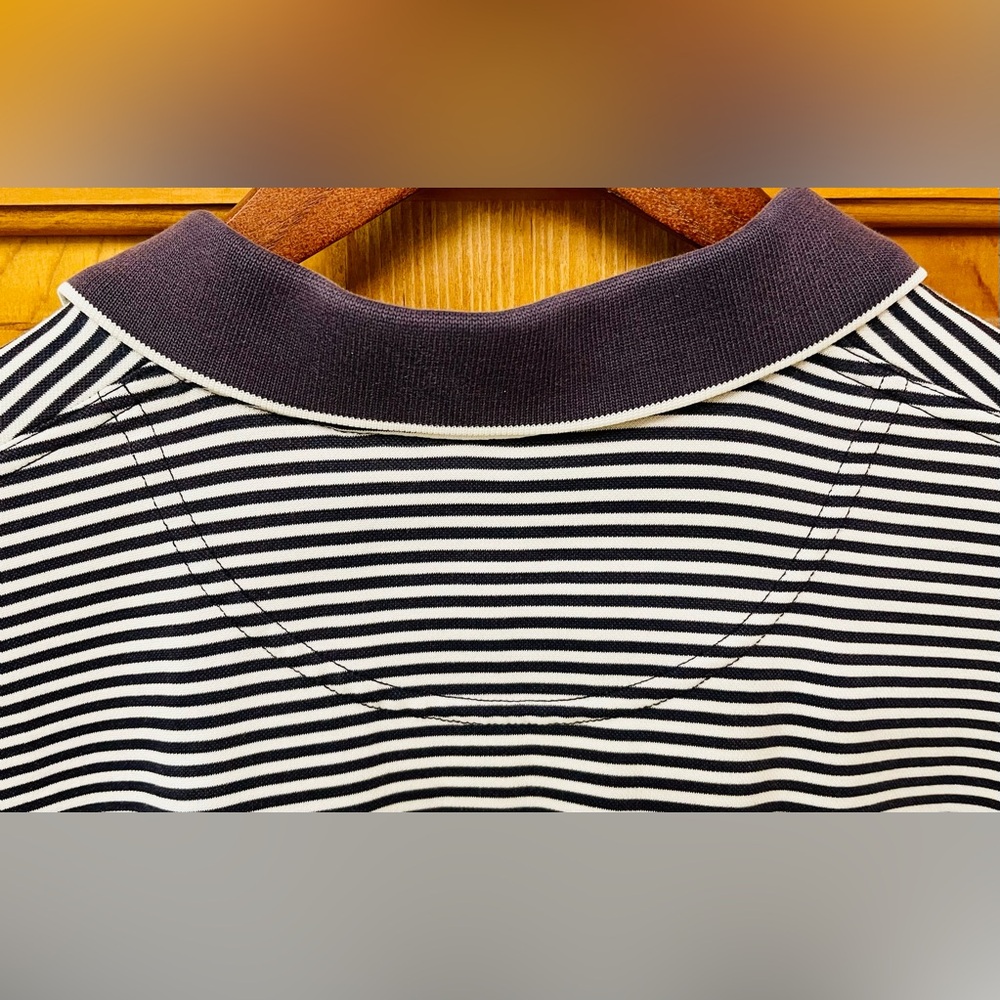Men’s “Cutter & Buck” Navy Blue & White Striped Polo Shirt - Picture 4 of 8